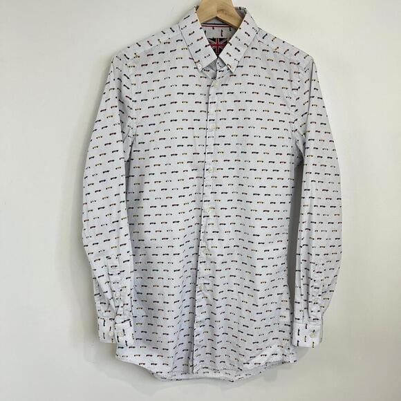 Soul of London Men's 14.5 Slim Fit White Casual Long Sleeve Button Down Shirt - Picture 1 of 11